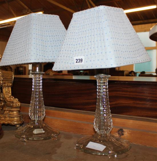 Pr glass table lamps